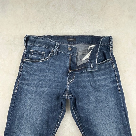 Silver Jeans Men 36x32* Eddie Straight Medium Wash Stretch Denim Faded Whiskered - Picture 4 of 15